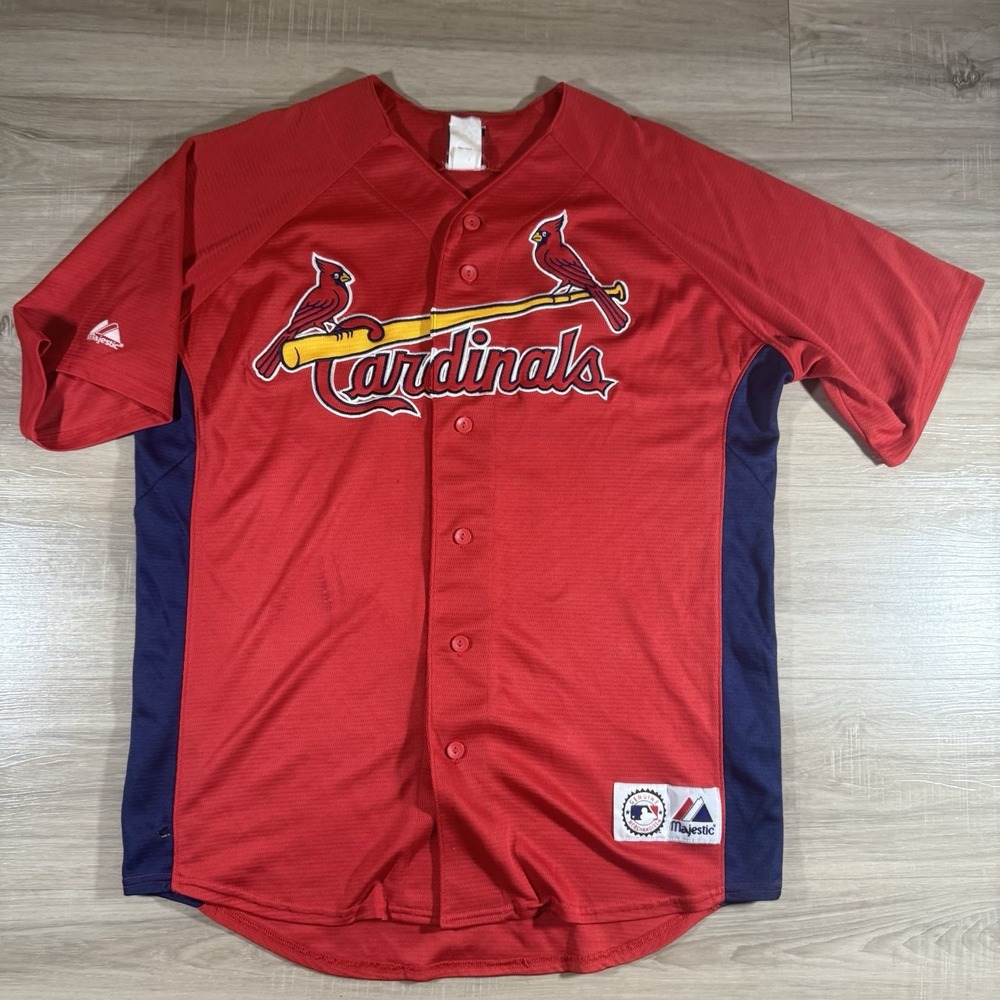 Vintage Majestic St. Louis Cardinals‎ Pujols MLB Jersey Mens L  Button Shirt